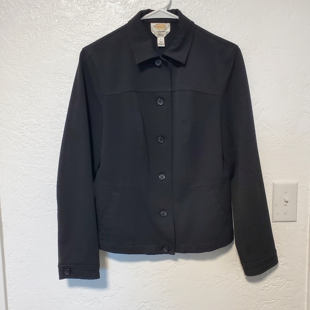 Talbots Women’s Black Jacket Blazer Coat Sz 6 Stretch Button Jacket